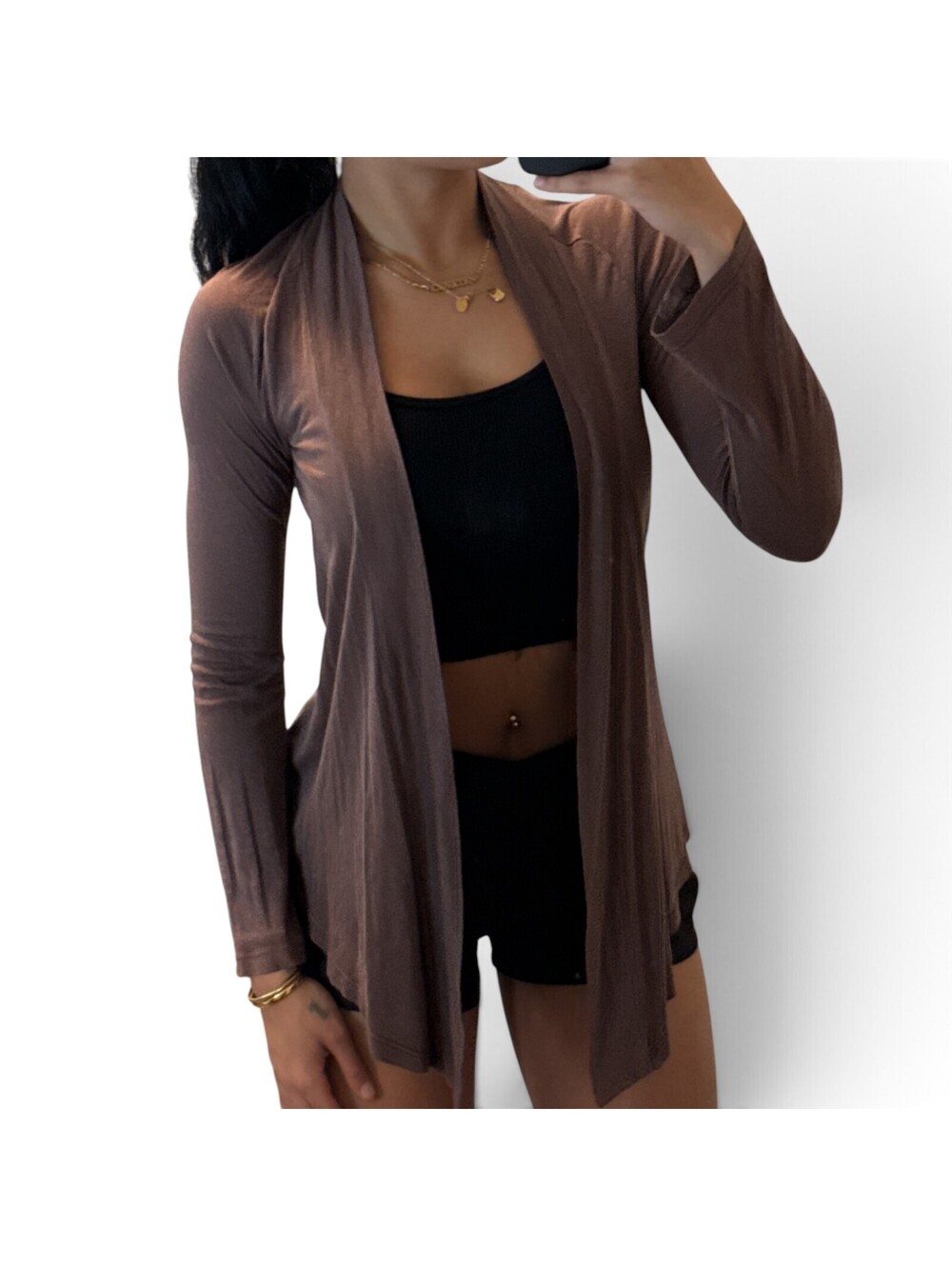 Splendid Brown Wrap Tie Cardigan Top Size Small